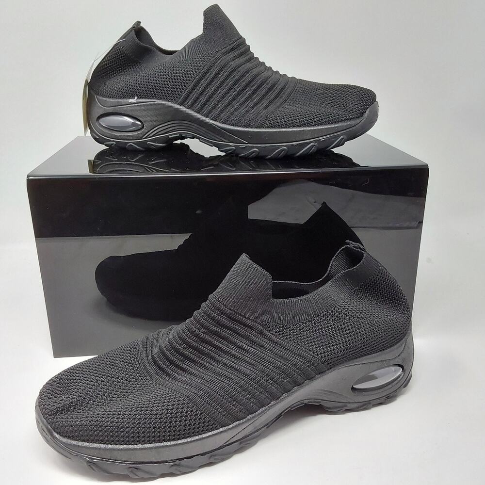 FME Women's Slip On Walking Shoes Black Knit Sock Sneakers Size 41 New